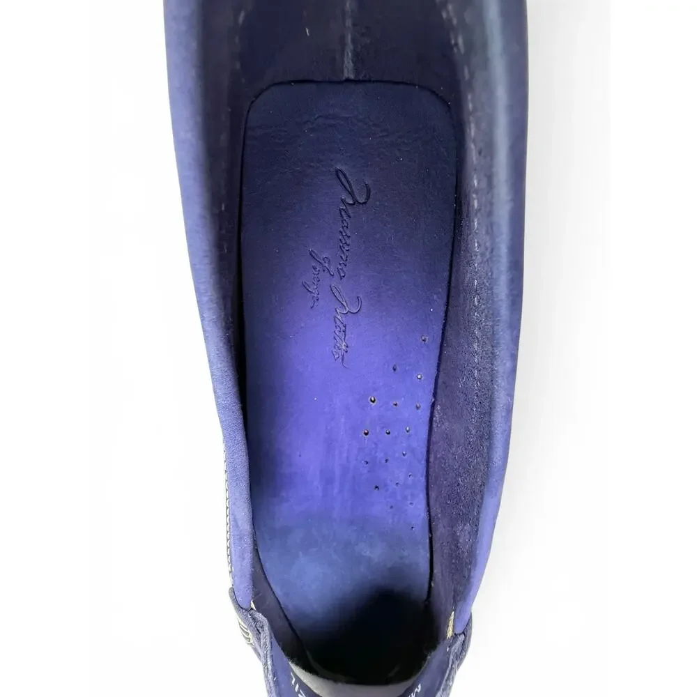 Massimo Matteo Penny Driver Loafer Womens 9 Blue Nubuck Leather Moccasin Slip On